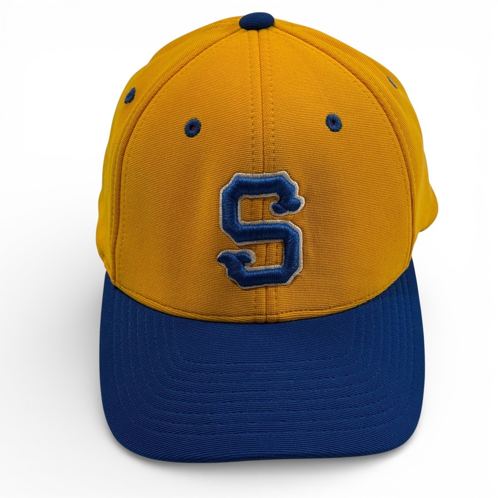 Pacific Headwear S Letter Baseball Cap Gold Blue Seattle Pilots? L XL 7 3/8 8‎